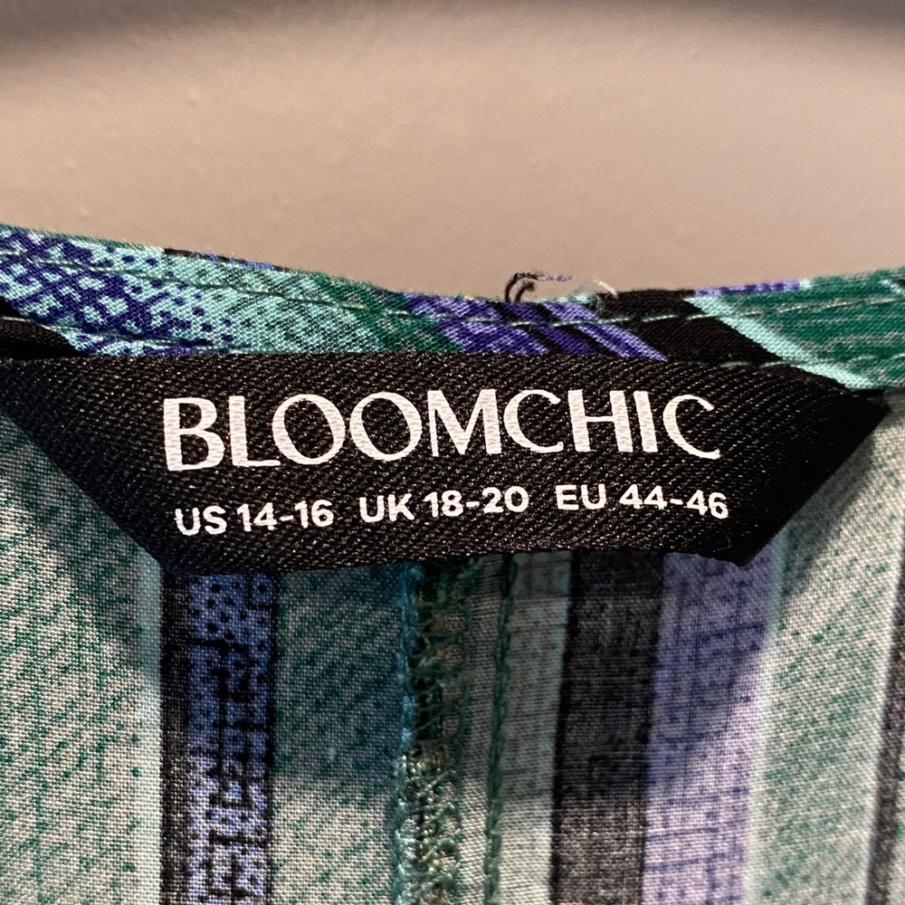 BloomChic Boho Maxi Dress 14/16 1x Emerald Green Striped Empire Waist Dress - Picture 3 of 10